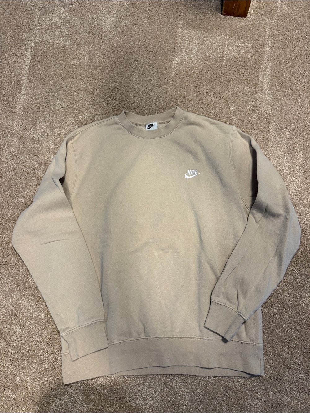 Nike Crewneck Sweatshirt in Light Beige with White Logo